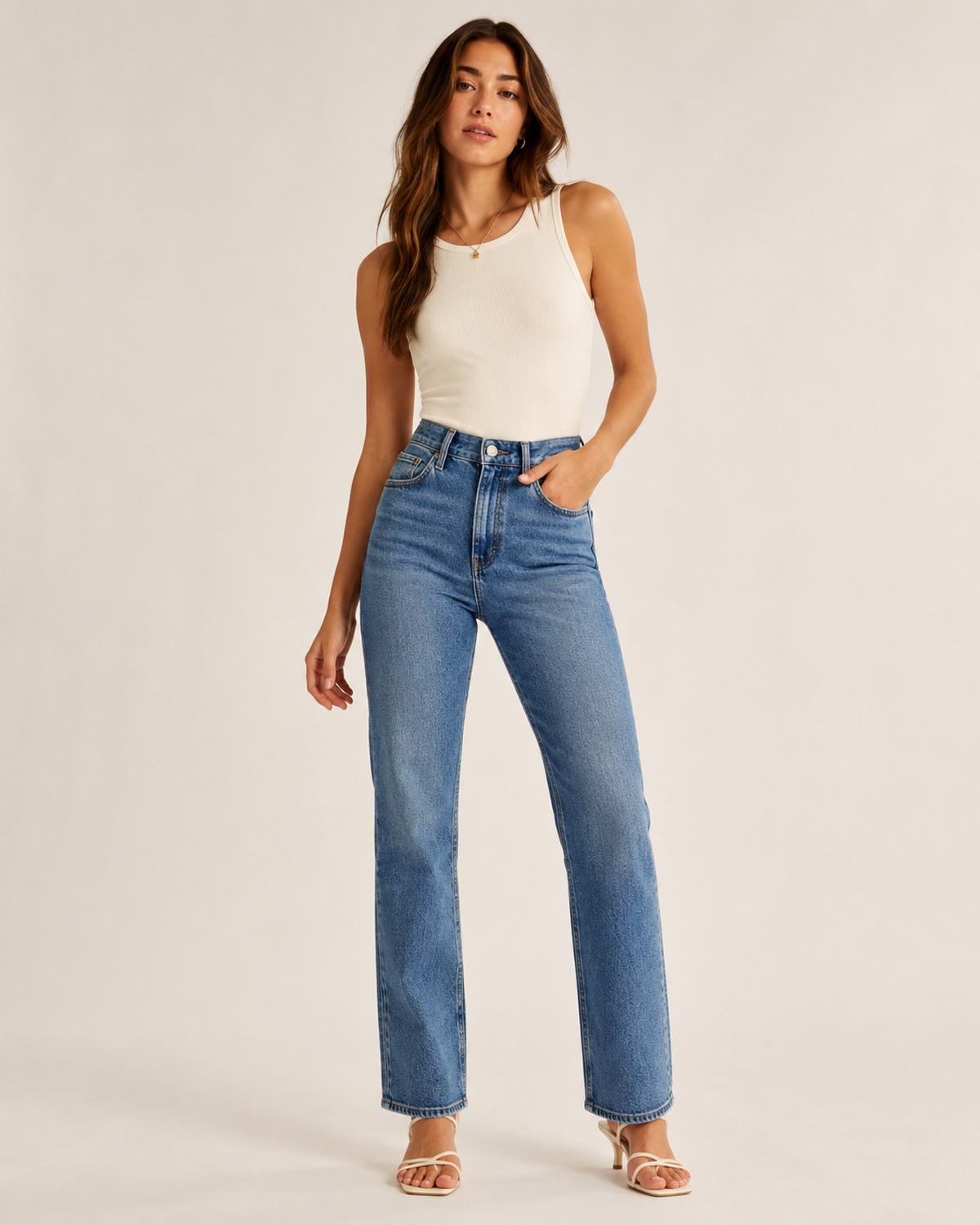 High Rise Straight Jeans