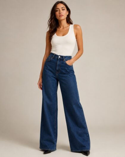 Wide Leg Denim Jeans