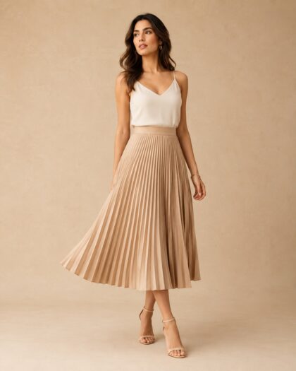 Pleated High Waist Skirt
